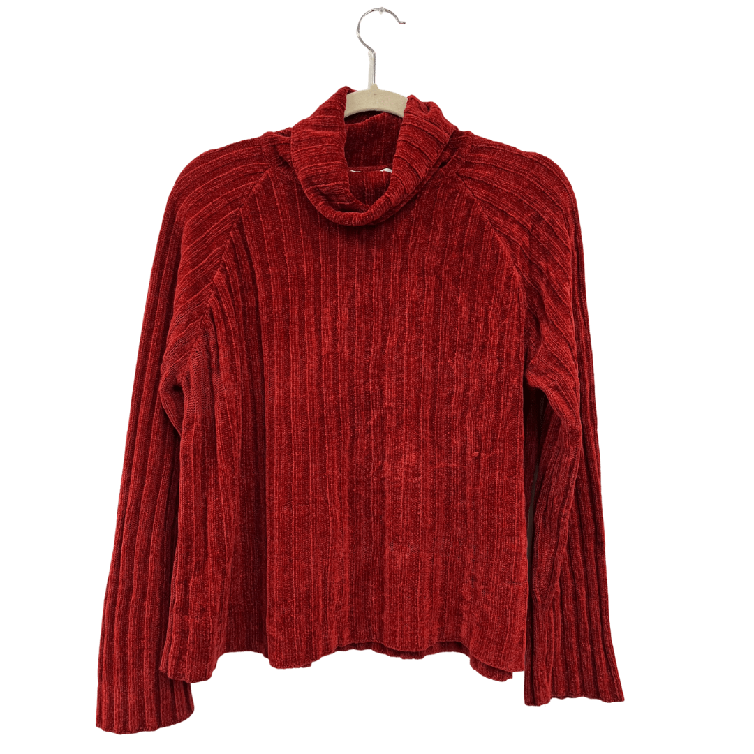 vintage deep red chenille turtleneck sweater - L – FatCycled