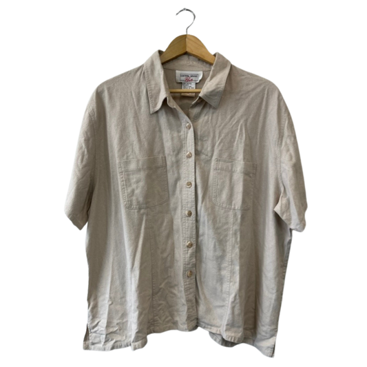 cropped beige button up - US 20