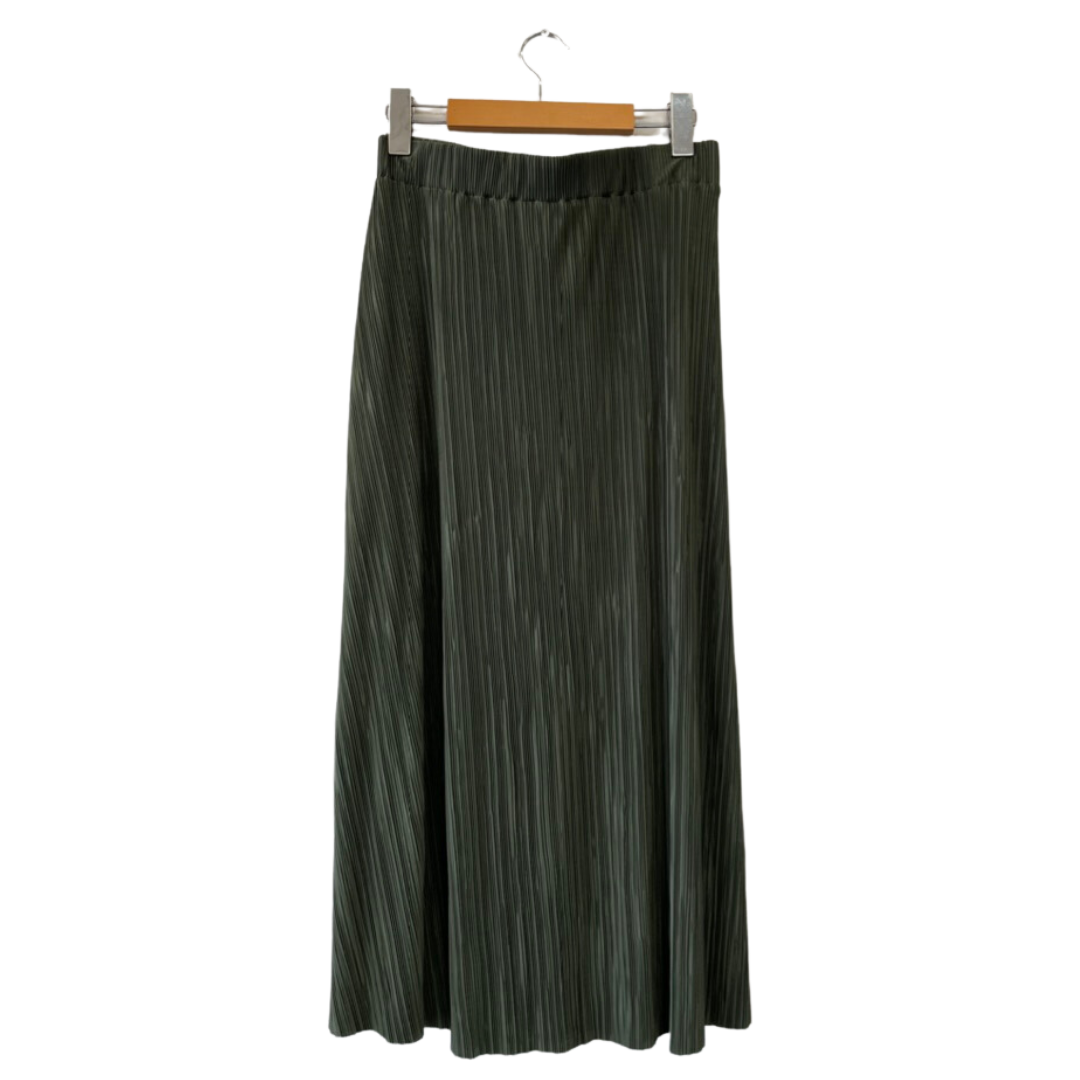 army green plisse skirt - US 16