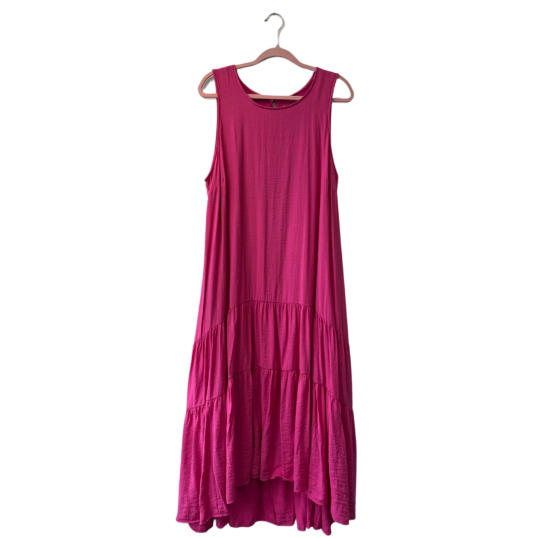 pink sleeveless dress w/ drop hem - 2x
