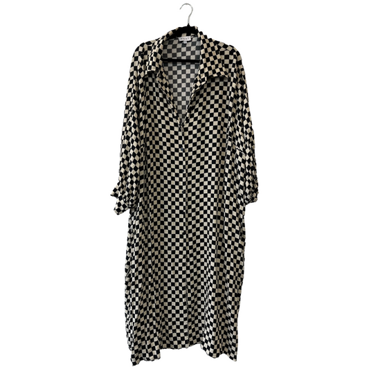 checked button front shirt dress - 5x