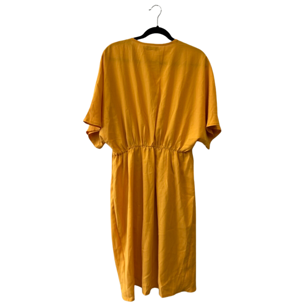 yellow faux wrap dress - US 16