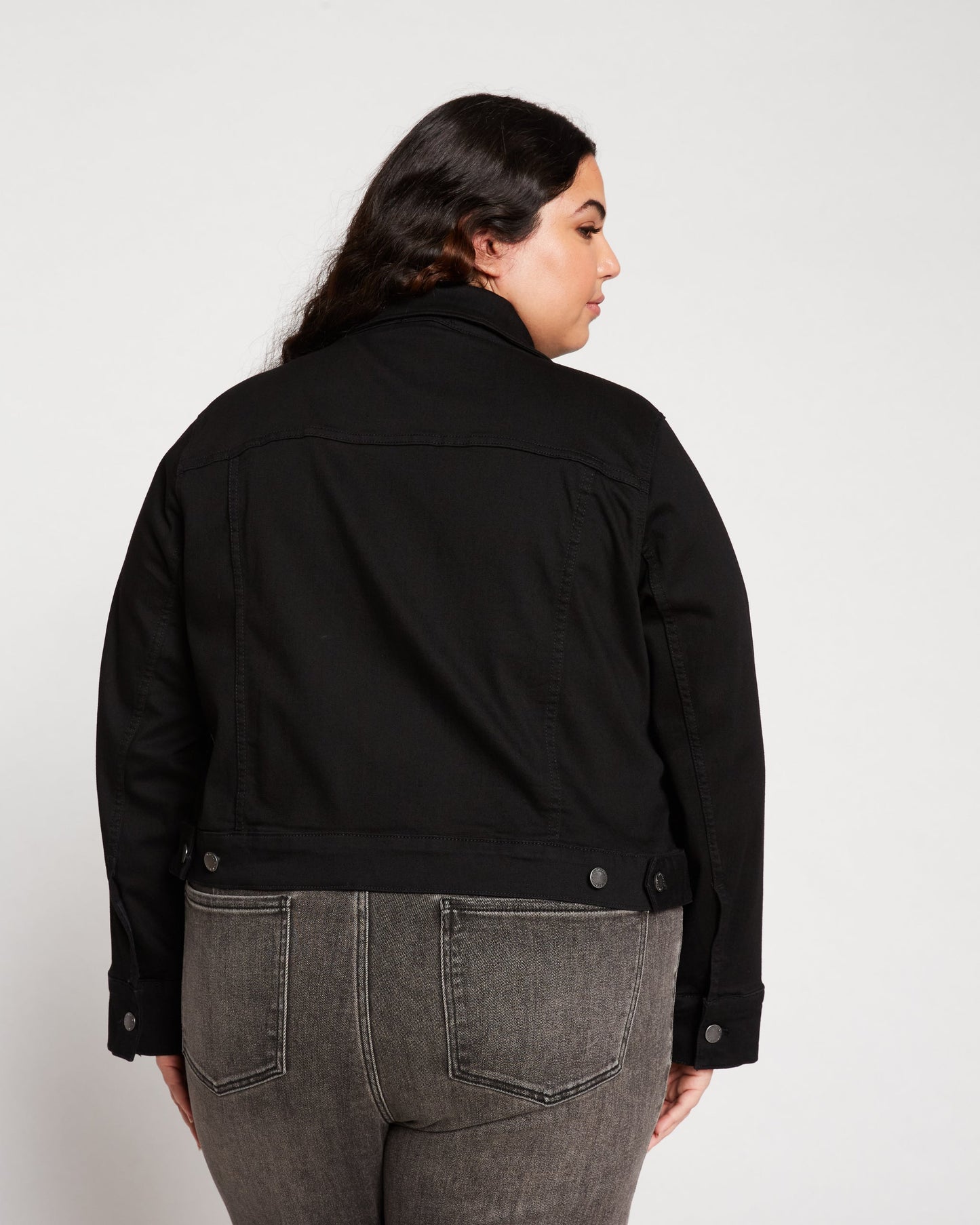 cropped black jean jacket - 3x (USL)