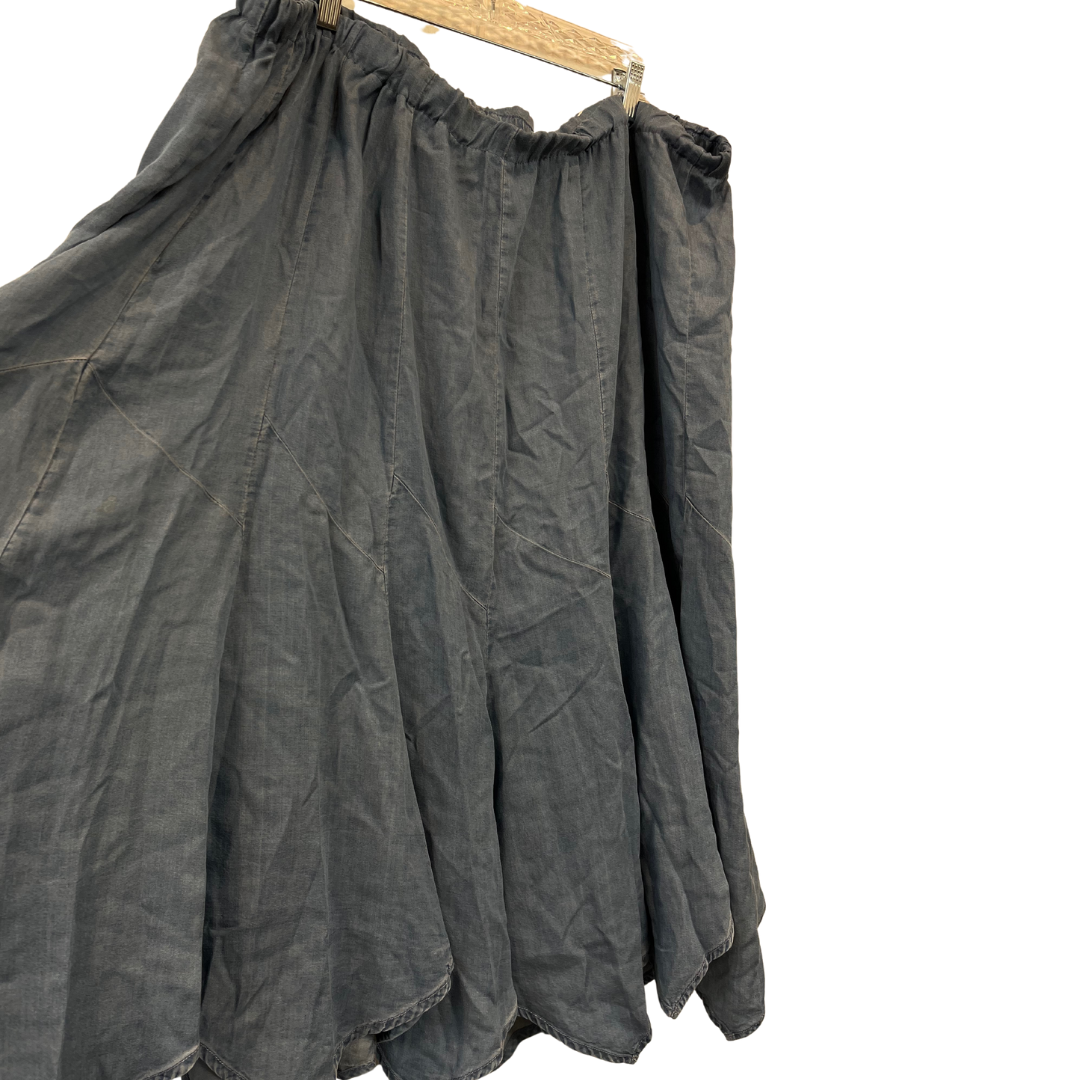 Denim-style midi-skirt with flared hem - 3X/4X