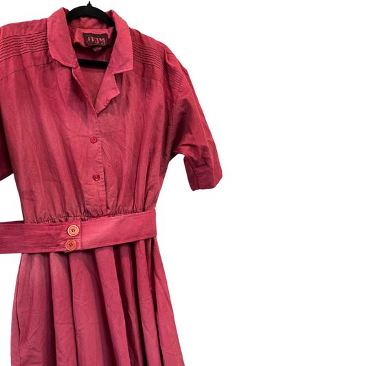 Vintage hand-dyed 1940s dress with belt - US 12/14