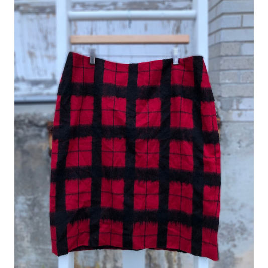 plaid wool pencil skirt - 14p