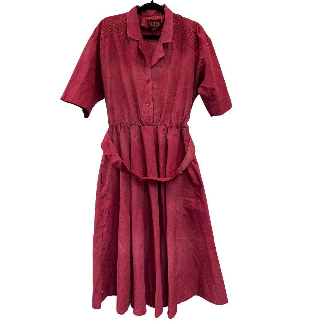 Vintage hand-dyed 1940s dress with belt - US 12/14