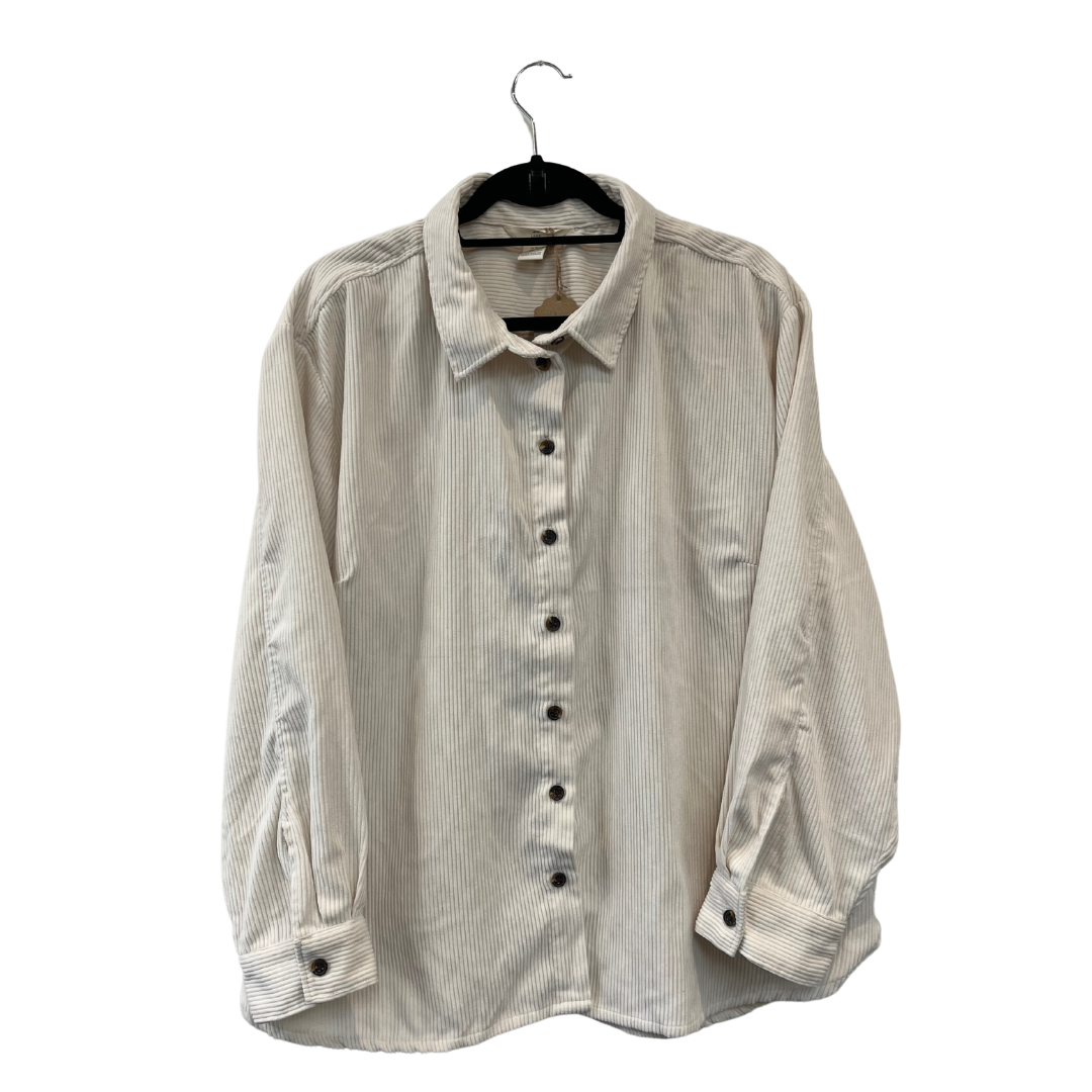 Cream-coloured corduroy button-up top - XL