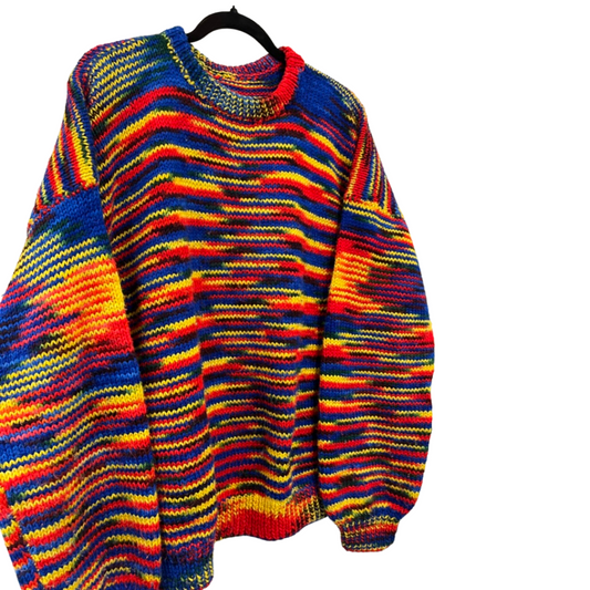 vintage homemade multicolour knit sweater - XXL