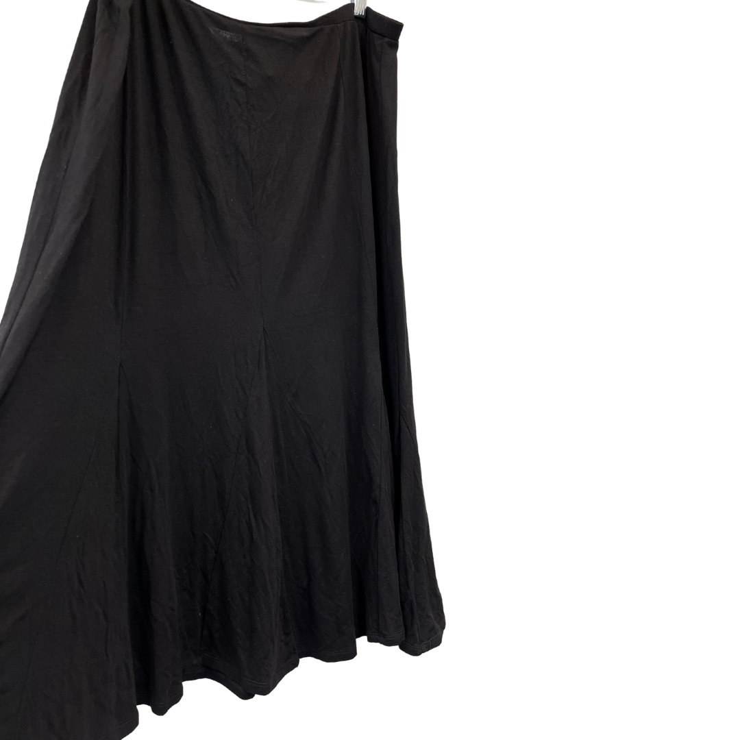 Black jersey midi-length skirt with flared hem - 3X
