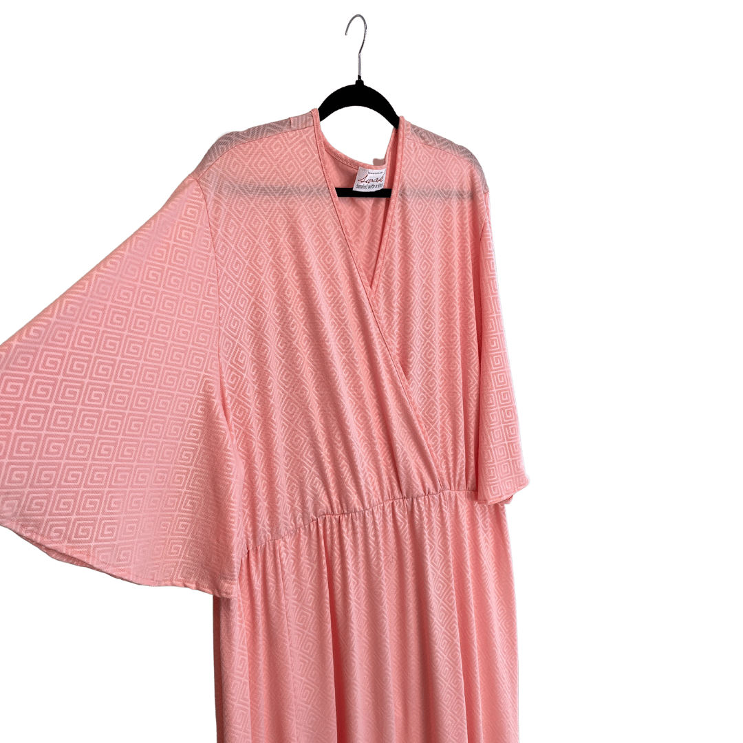 light pink maxi dress w big flutter sleeves & cute small print - 5x