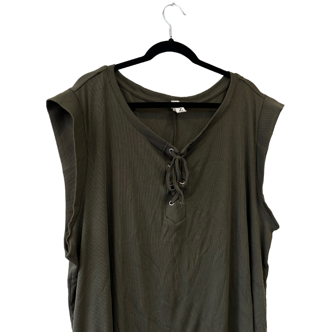 ribbed olive green sleeveless top - 4x
