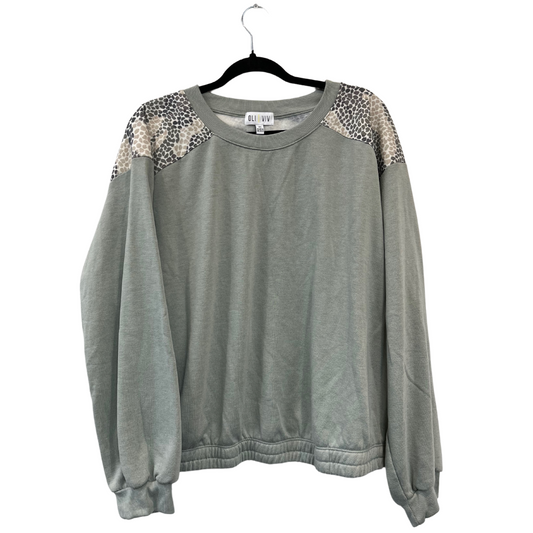 Green and animal print super soft sweater - 3X