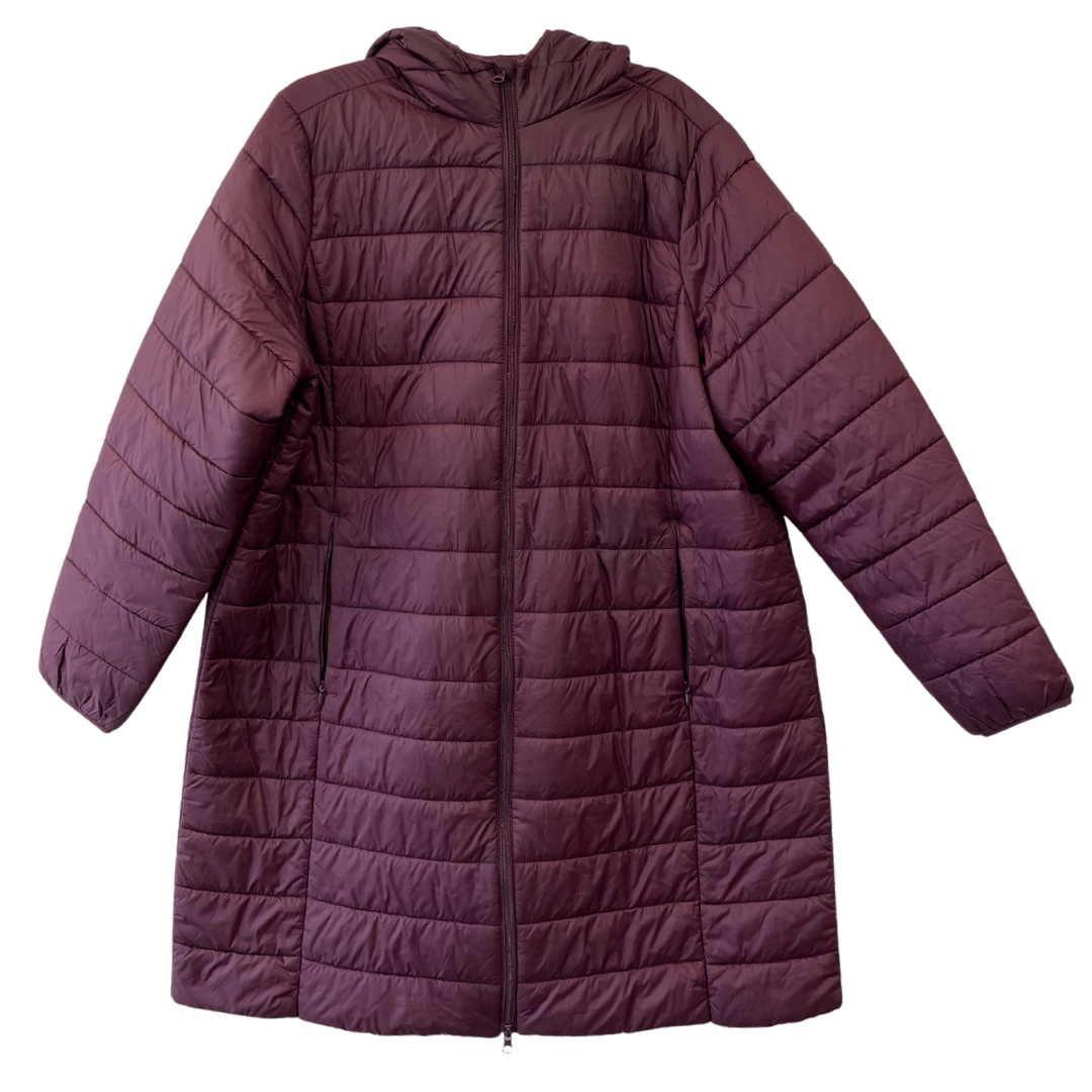 lightweight full length maroon puffer -2x