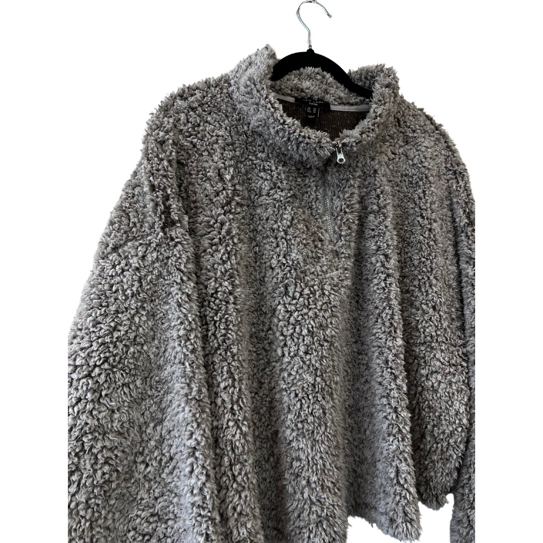 taupe cropped sherpa sweater - 24