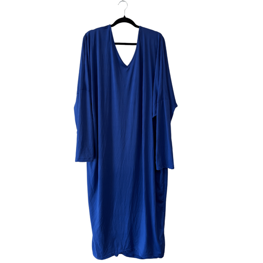 blue long sleeve dress w/ v-neck back - 5x