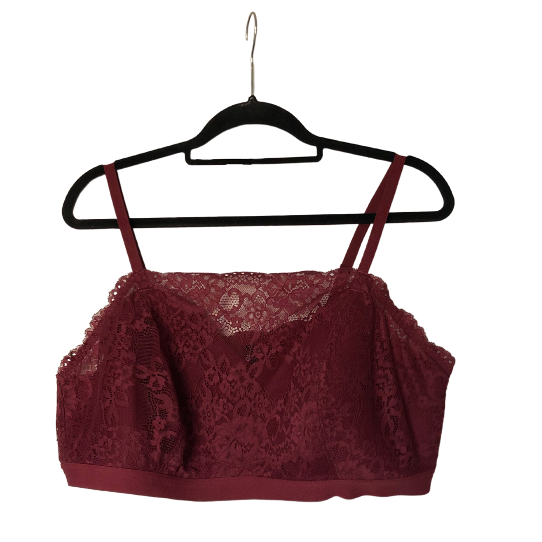 burgundy floral lace bralette - 3x