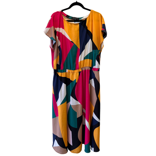 boatneck patterned dress - US 18