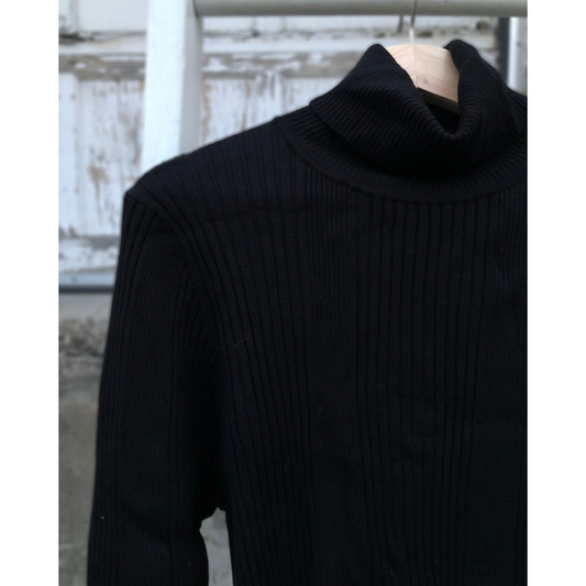 ribbed turtleneck with button sleeve - 3x