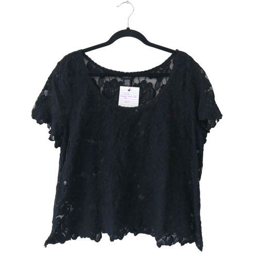 cropped black lace top - 2X