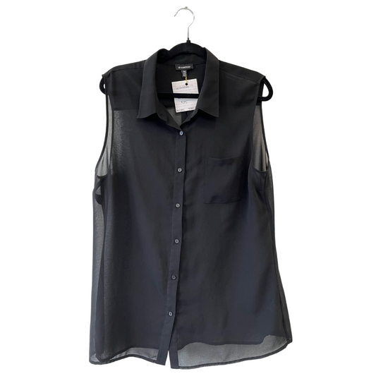 sleeveless sheer black blouse- XXL