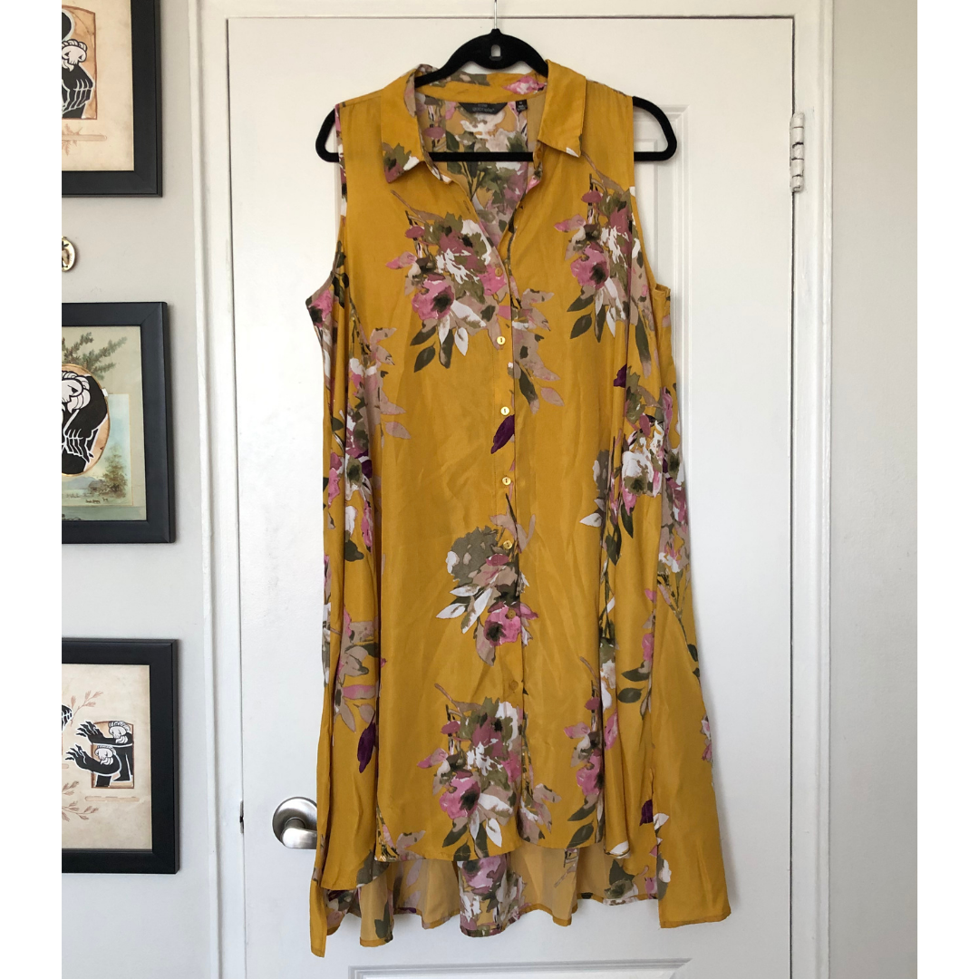 floral mustard tunic - XL