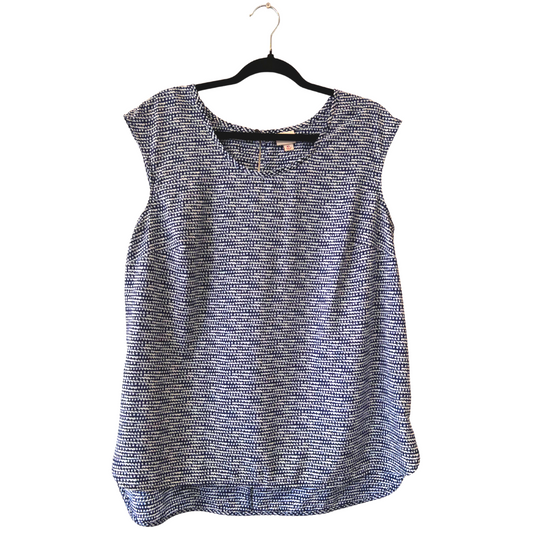 blue printed sleeveless blouse - US 14