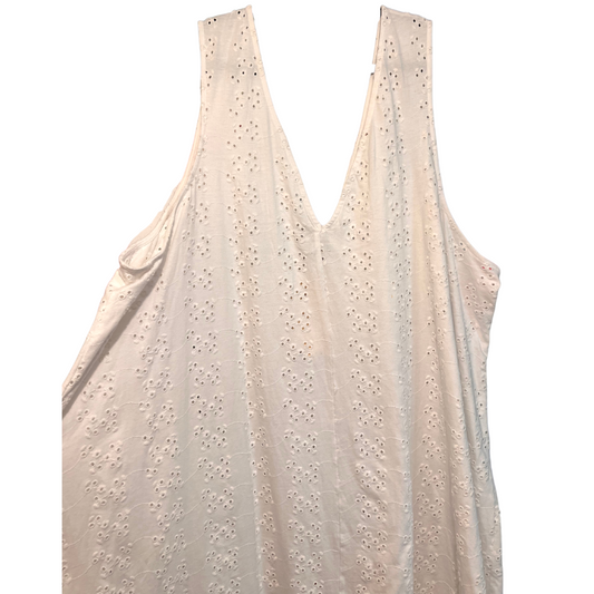 white sleeveless mini-dress (eyelet print) - US 24
