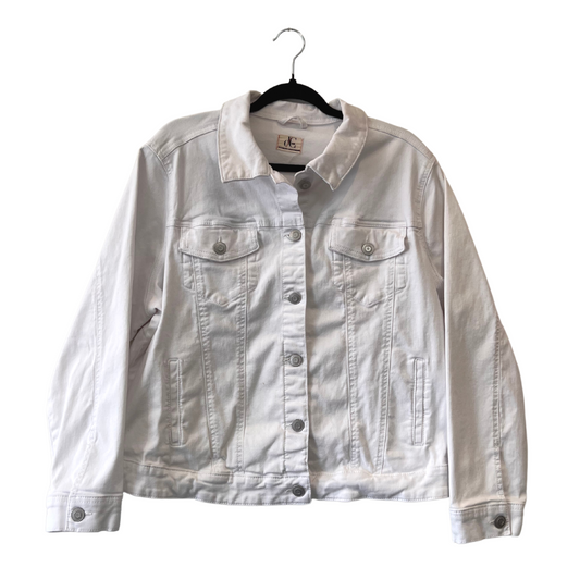 white denim jean jacket in cropped length - XL