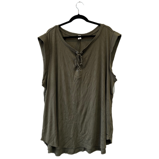 ribbed olive green sleeveless top - 4x