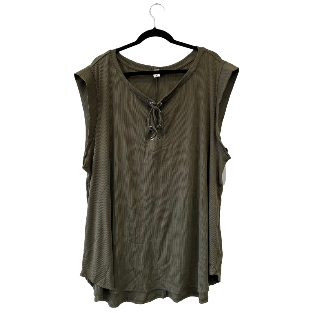 ribbed olive green sleeveless top - 4x