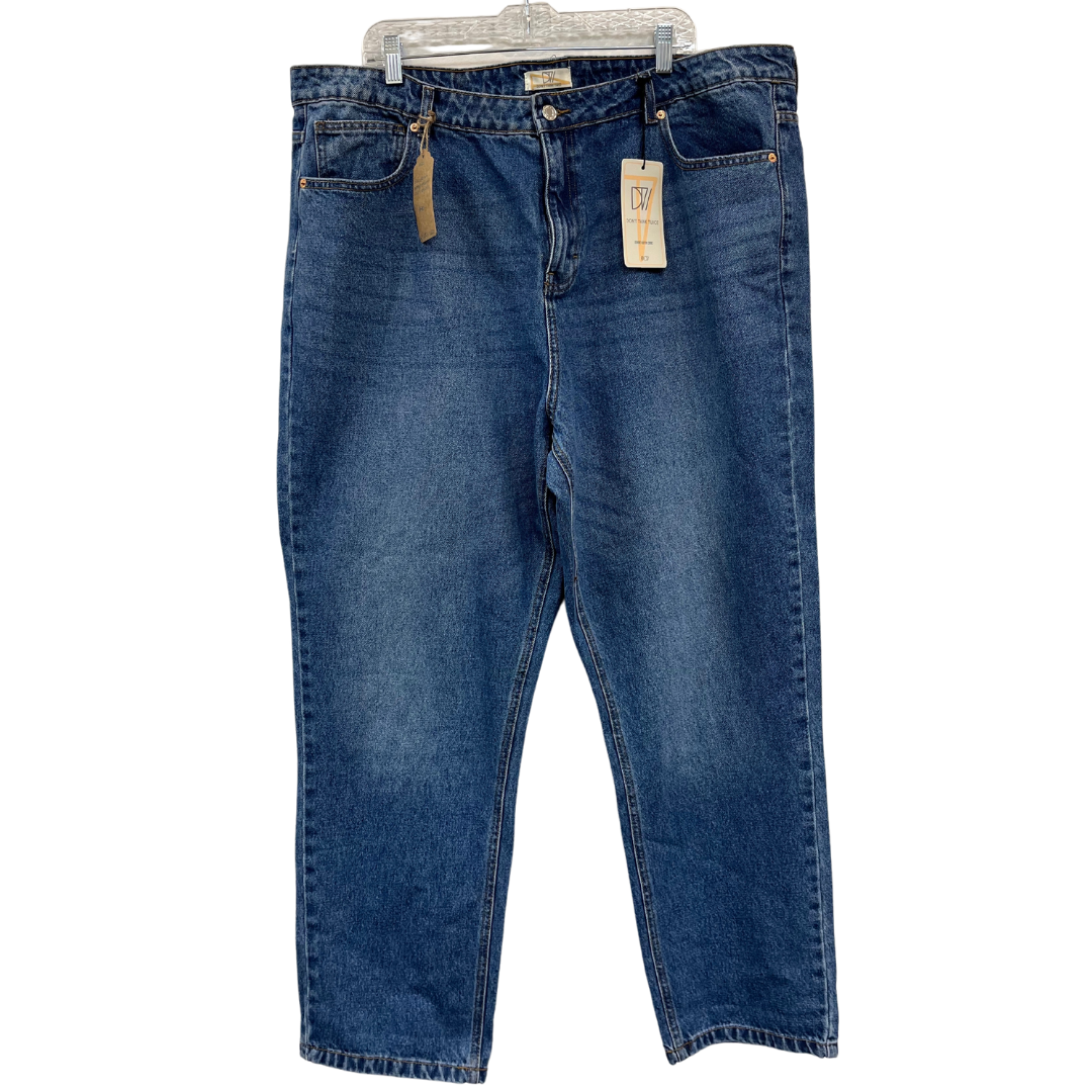 Vintage-style straight-leg mom jeans in true blue - US 20