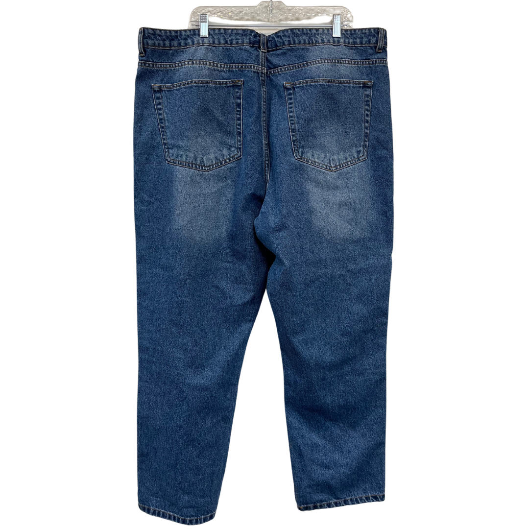 Vintage-style straight-leg mom jeans in true blue - US 20