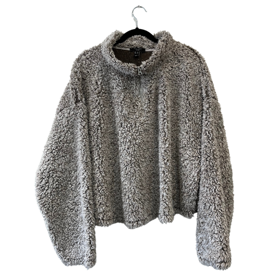 taupe cropped sherpa sweater - 24