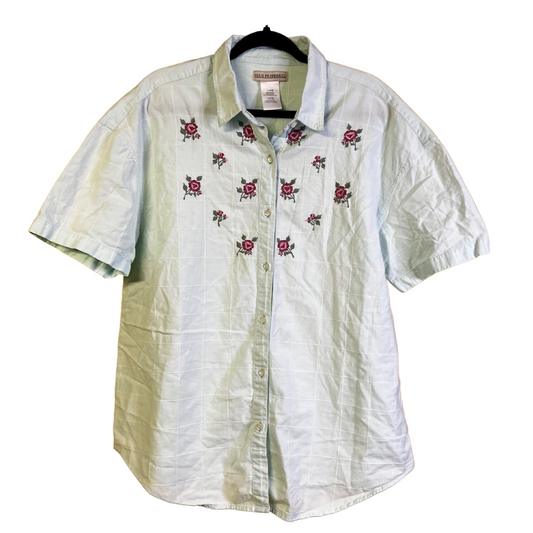 vintage Rose Embroidered Button-Up - 2x