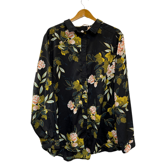 Floral print button-up long sleeve - 2X