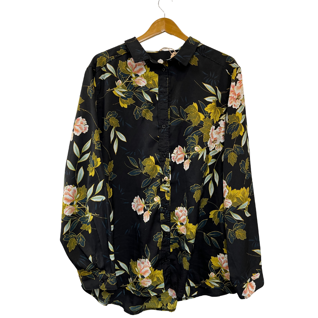 Floral print button-up long sleeve - 2X