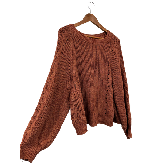 cosy rust-coloured knit sweater - XL