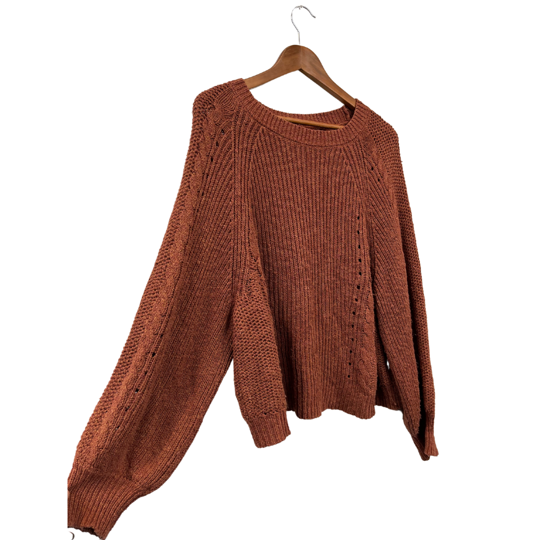 cosy rust-coloured knit sweater - XL