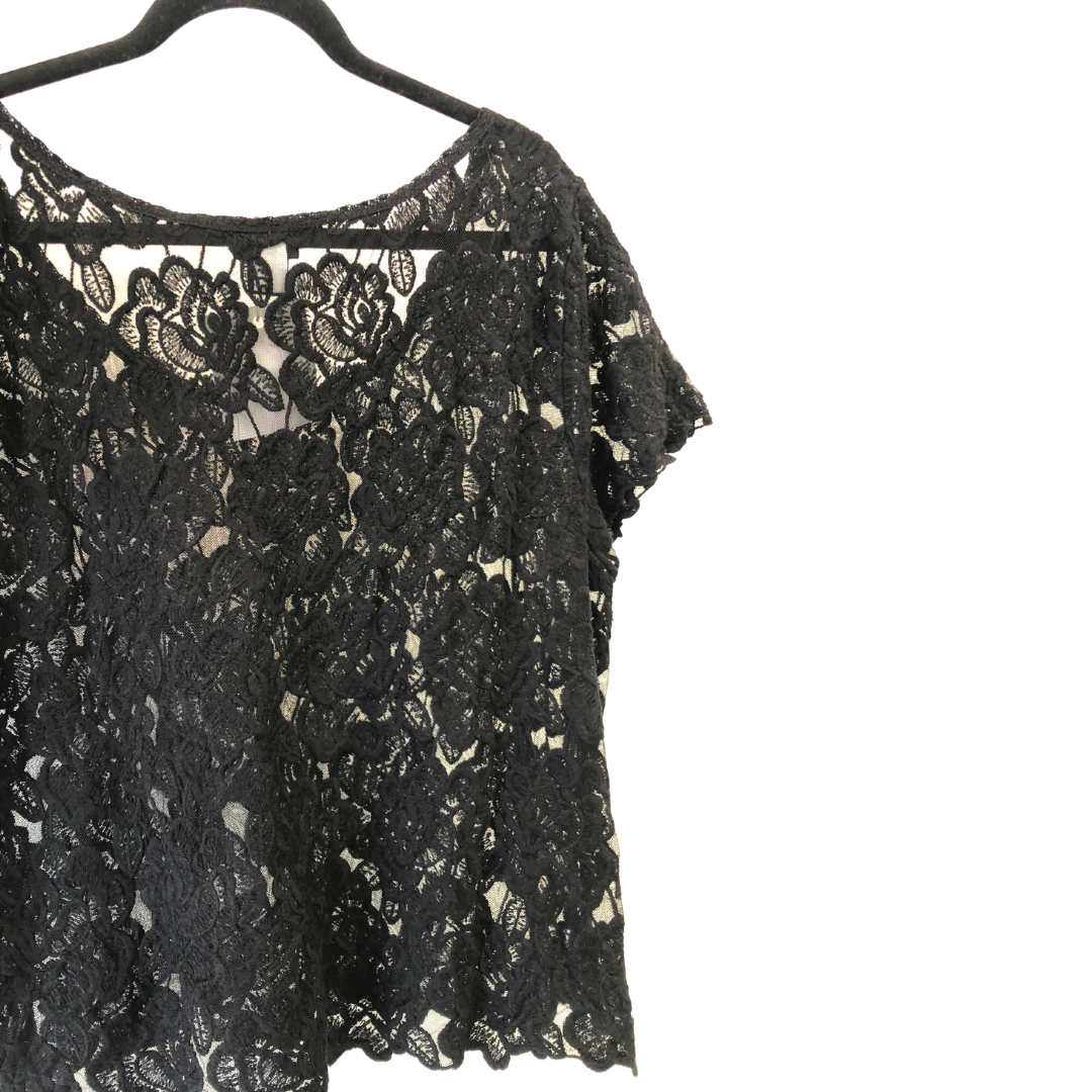 cropped black lace top - 2X