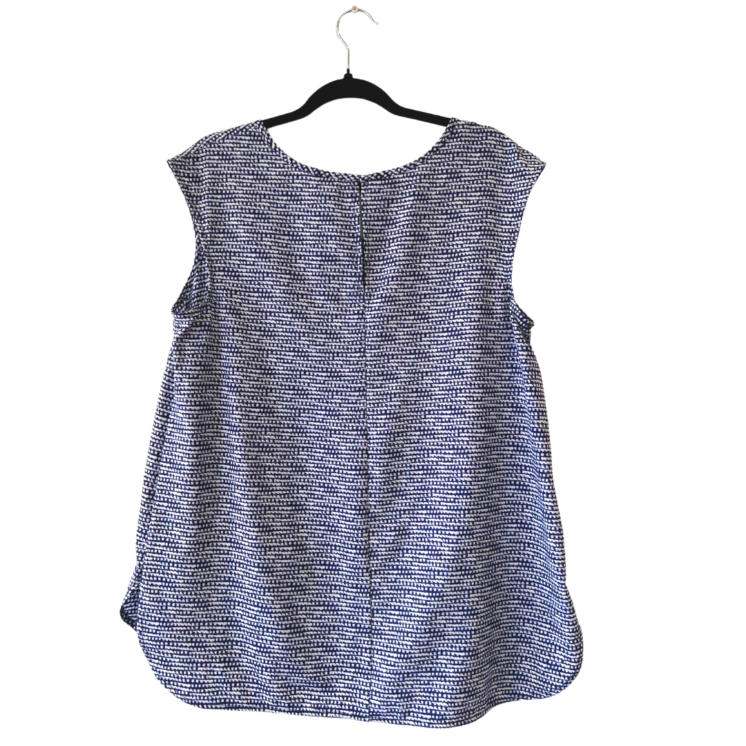 blue printed sleeveless blouse - US 14