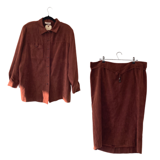 vintage faux suede skirt suit - 18/20