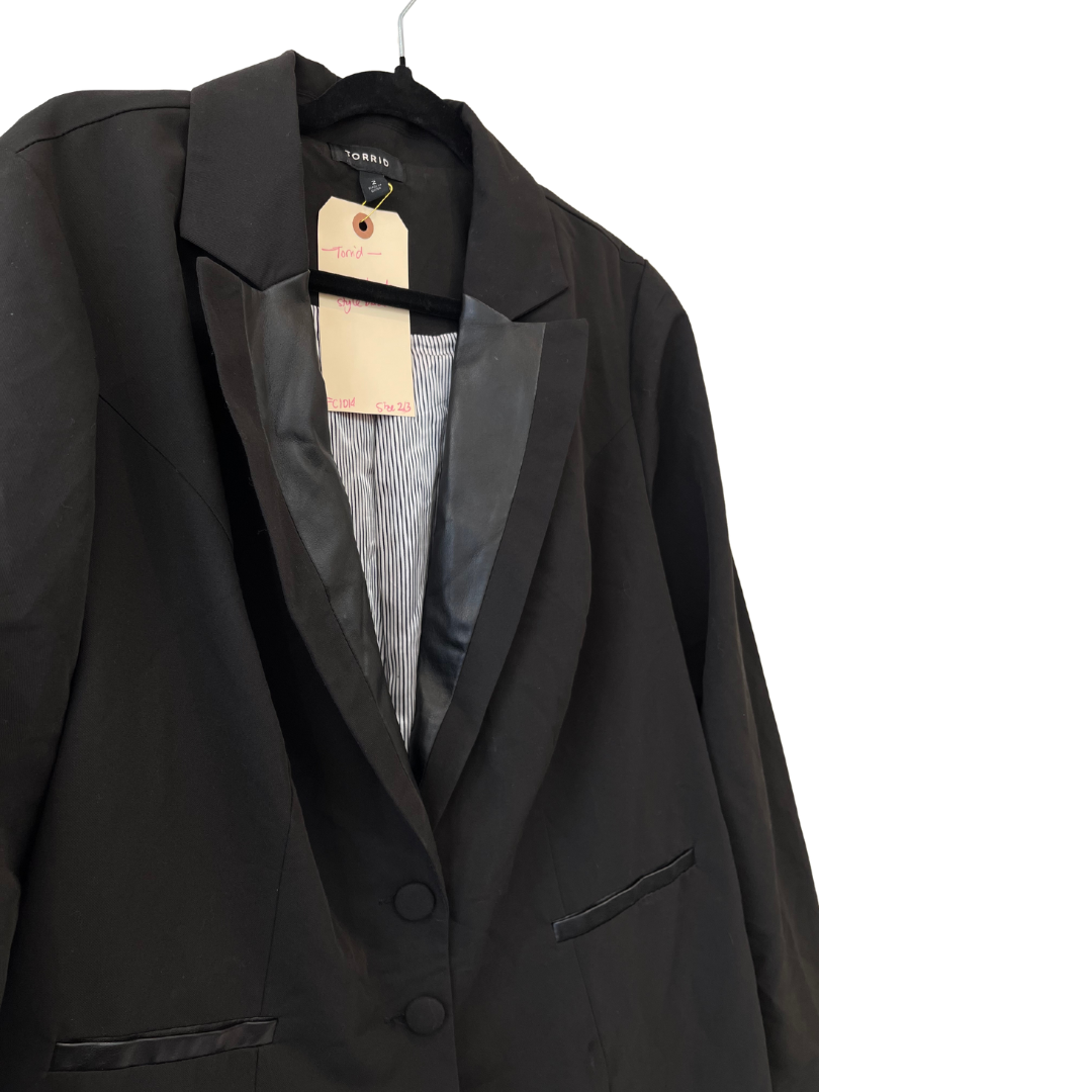 leather tuxedo-style blazer - 2/3