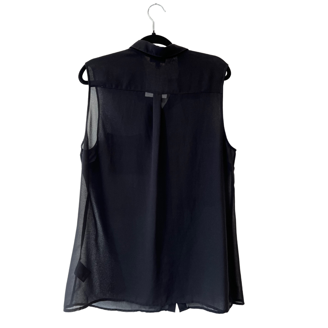 sleeveless sheer black blouse- XXL
