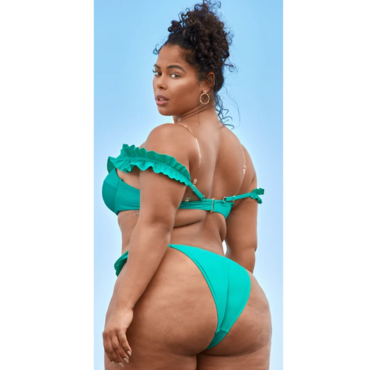 teal blue ruffle bathing suit bottom with cheeky bum - 4X