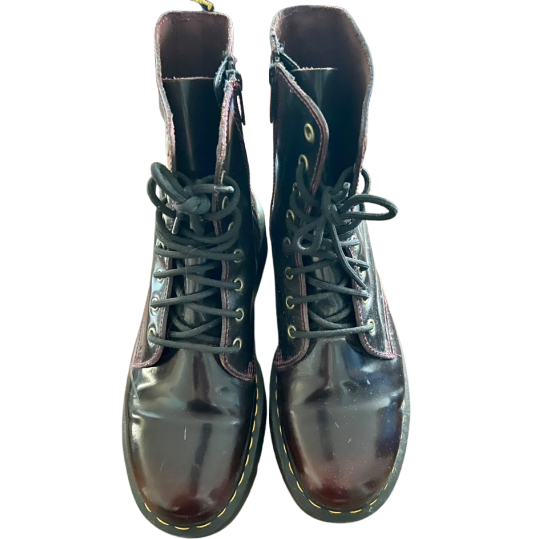 Burgundy Glossy Jaden Platform Doc Marten boots - size 12M