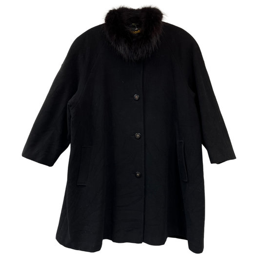 vintage wool jacket w/ fur trim & leather detail - US 16