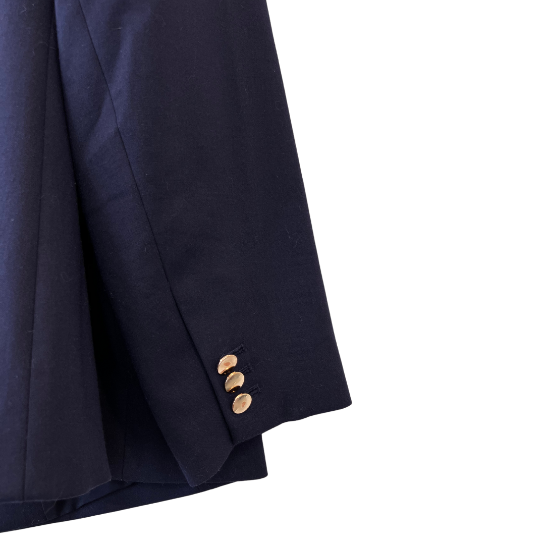 navy military-style blazer with gold buttons - US 26