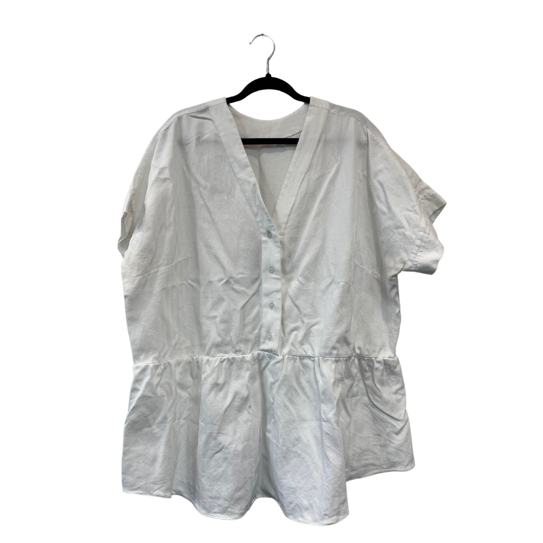 custom made w vintage pattern - white cotton top - US 22