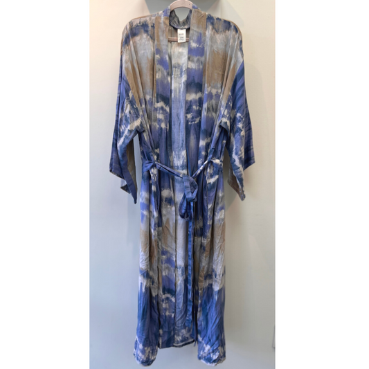 printed open kimono with belt - xl